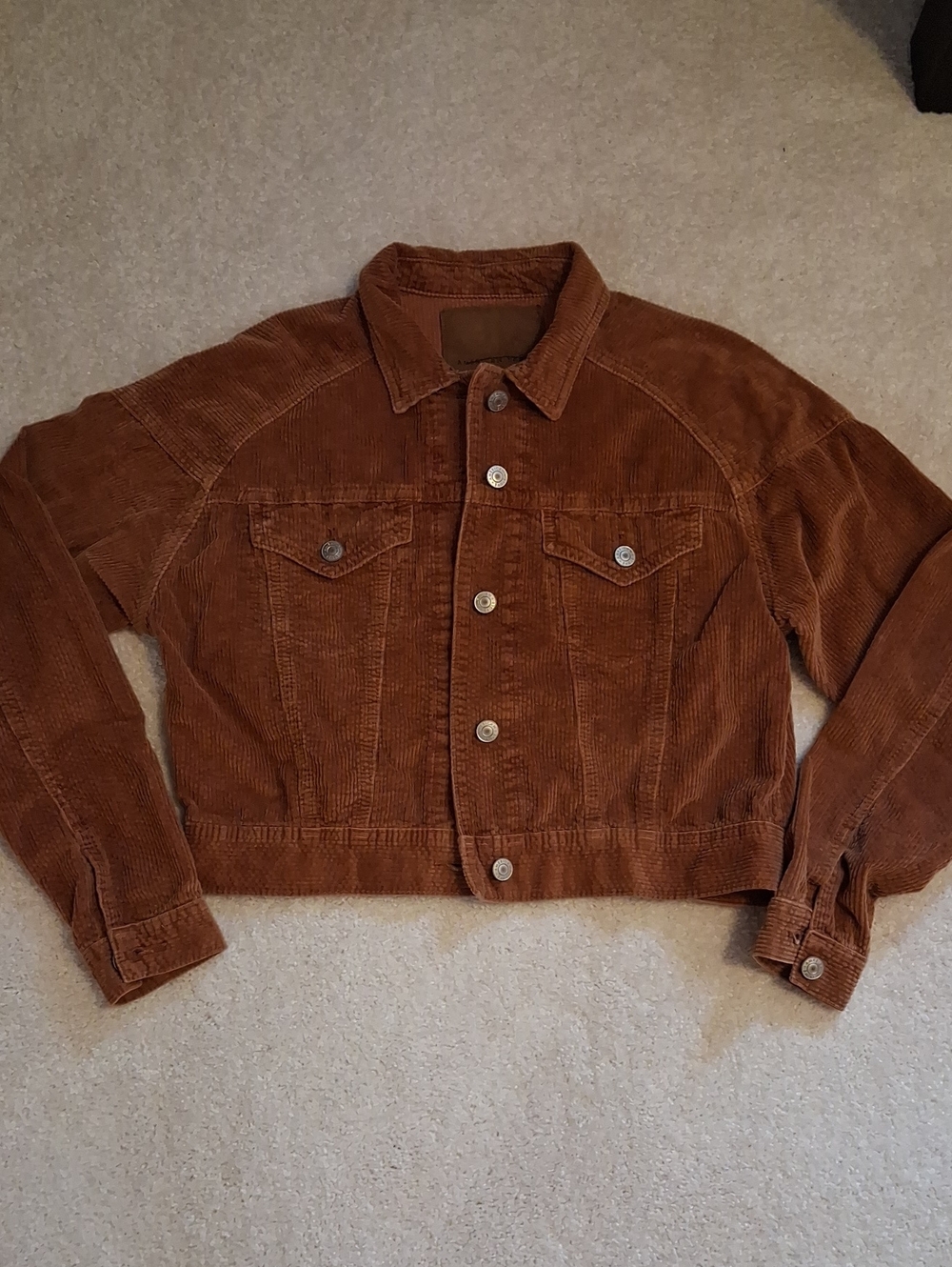 American Eagle Outfitters Distressed Rust Corduroy Cropped Jacket XS